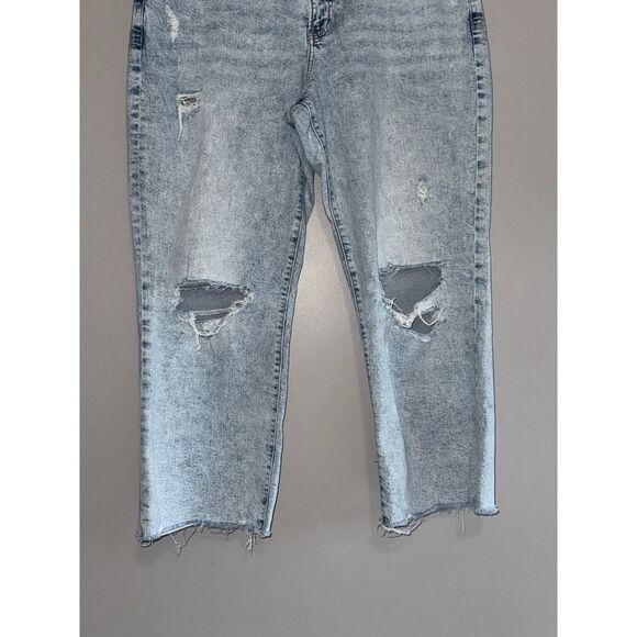 Express Jeans 90s Ankle Boot Mid Rise Light Wash Stretch Raw Hem Distress 14R - Picture 3 of 13